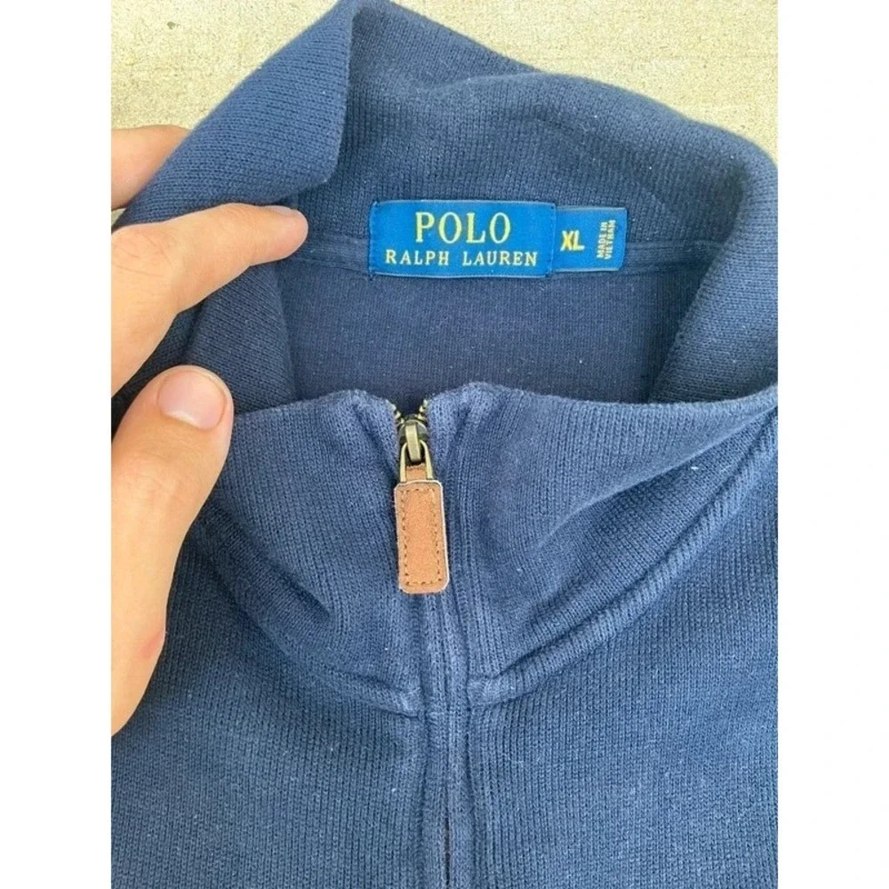 VTG Ralph Lauren Quarter Zip Xl Old Money Preppy Button Up Long Sleeve Fifa USA
